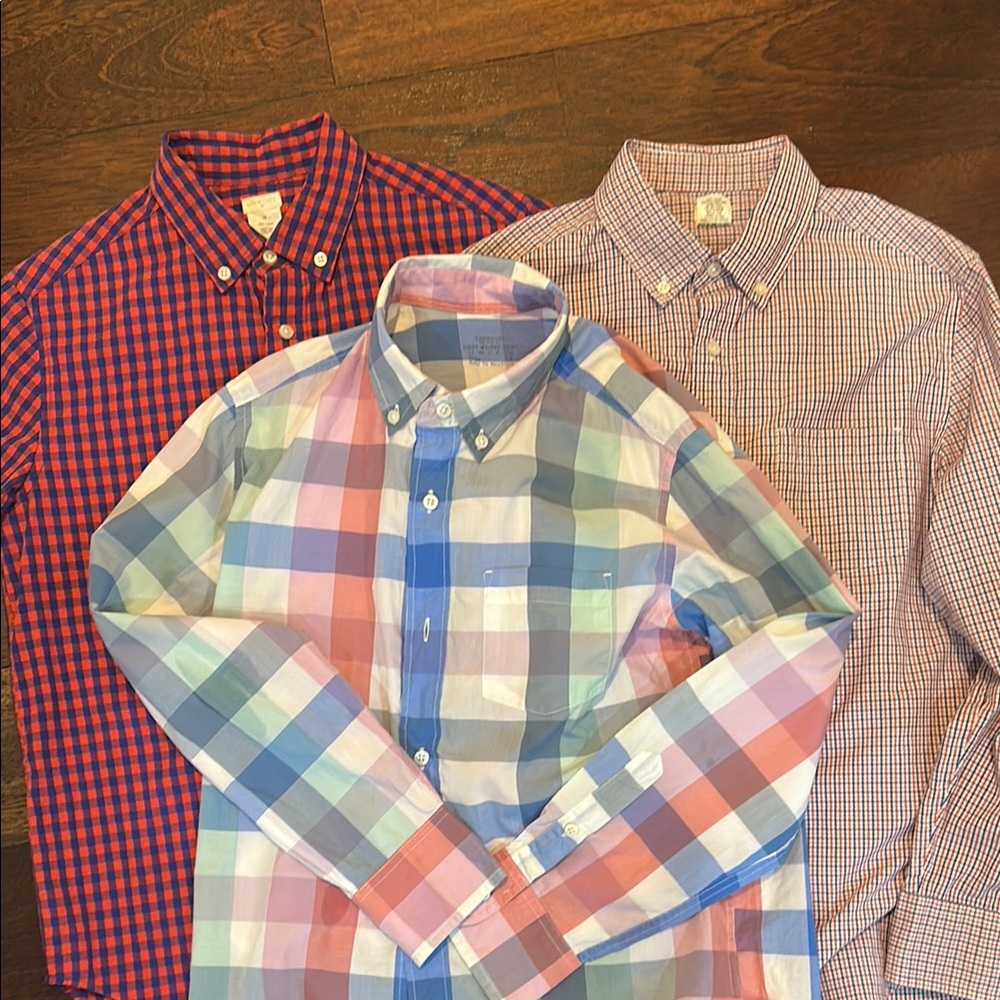 Boys Crewcuts Multicolor Dressed shirt in Checkered patterns with button collar.
